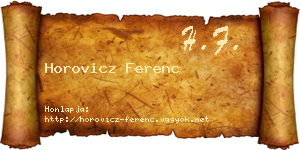 Horovicz Ferenc névjegykártya